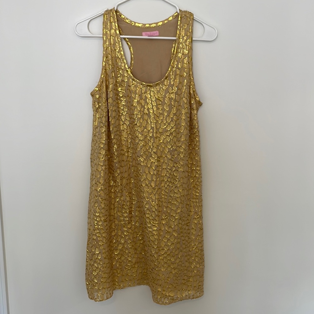 Lilly Pulitzer Size M Gold Racerback Dress Lined